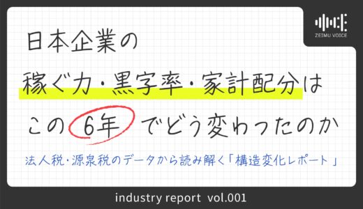 日本企業の稼ぐ力・黒字率・家計配分はこの6年でどう変わったのか― 法人税・源泉税のデータから読み解く「構造変化レポート」（令和元年〜6年度版）